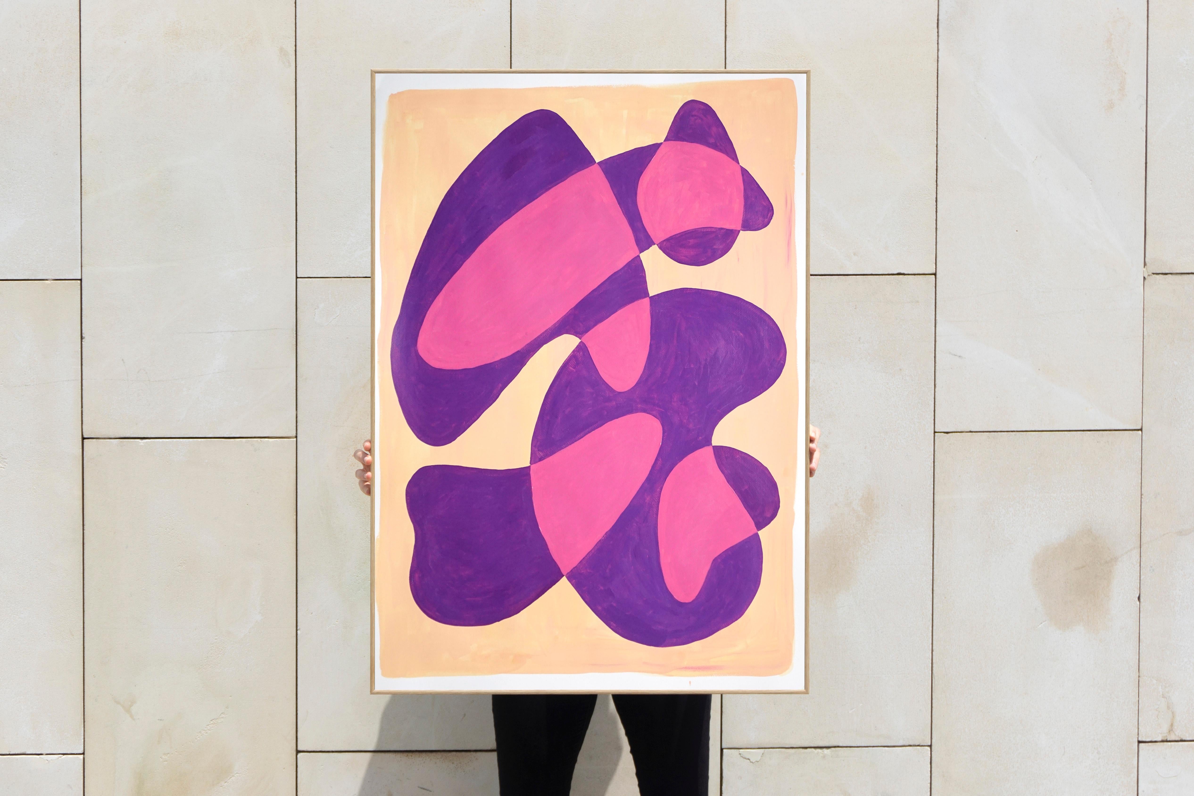 Translucent Purple Bubbles, Mid-Century Shapes in Warm Tones, Overlapping Layers - Art Deco Painting by Ryan Rivadeneyra