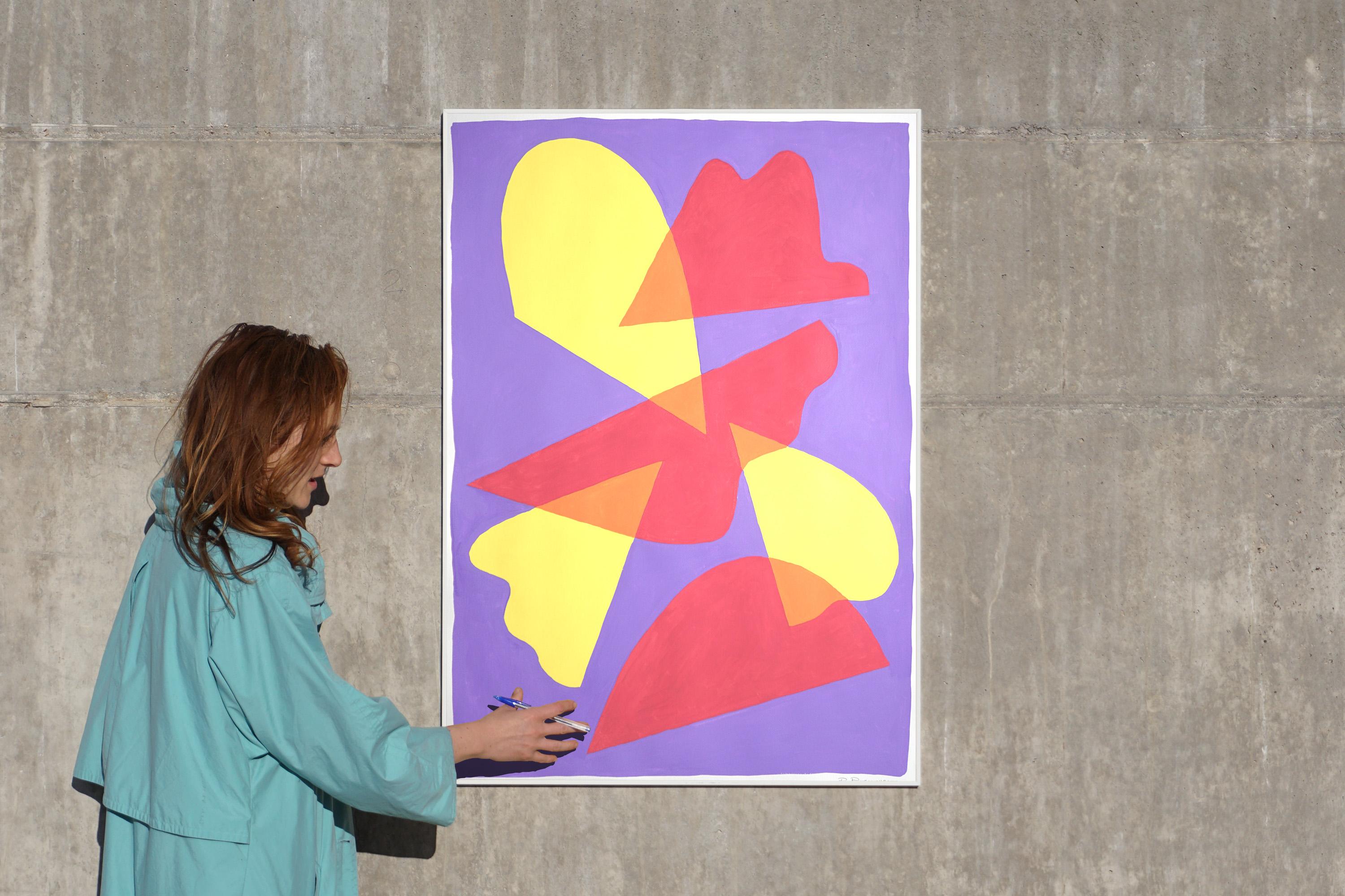 Transluzente Straßenlaternen, gelbe, rosa und lila Mid-Century-Abstrakte Formen im Angebot 2