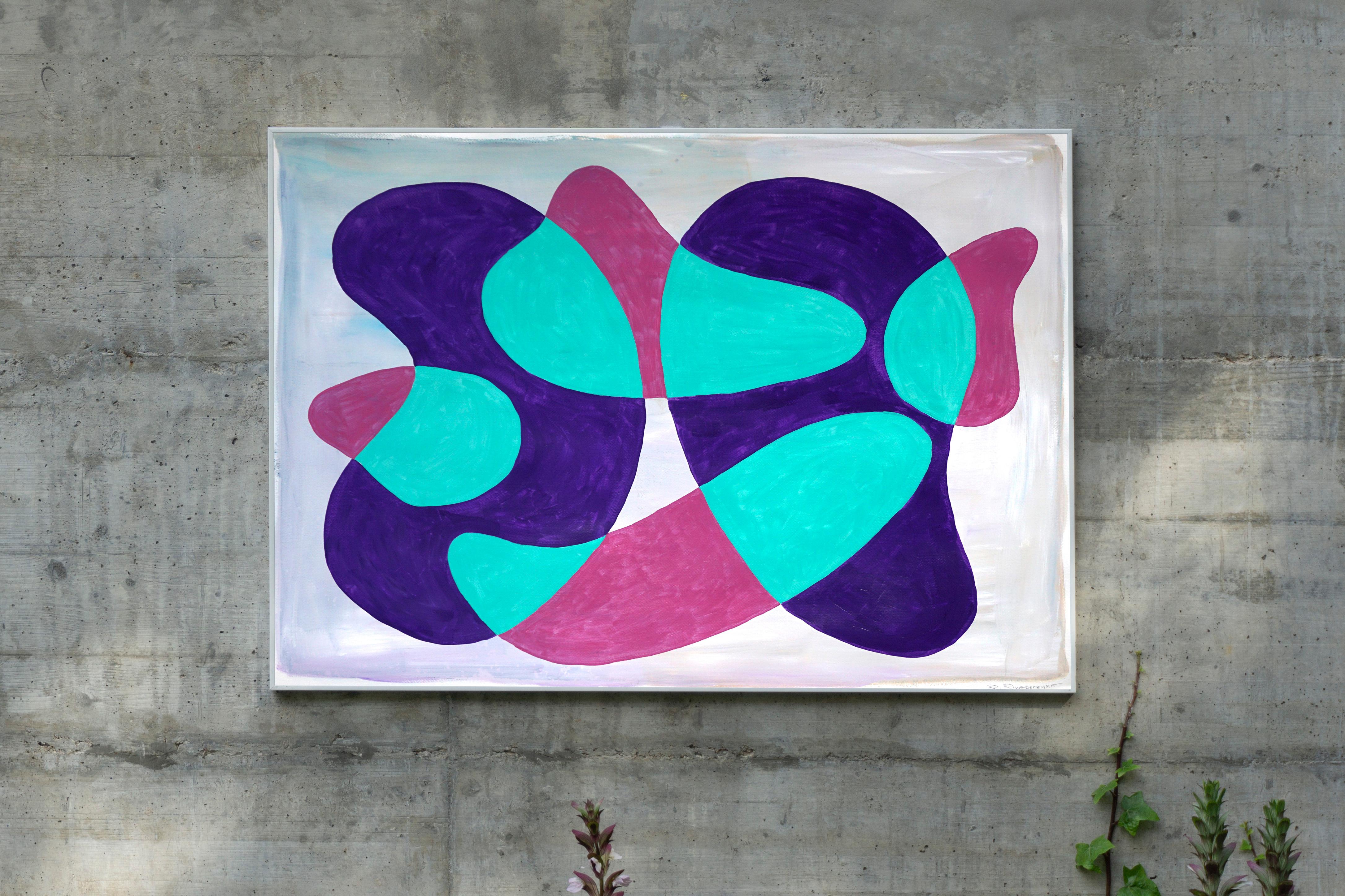 Vasche reniformi traslucide, forme e strati di Mid-Century nei toni freddi del blu - Painting di Ryan Rivadeneyra