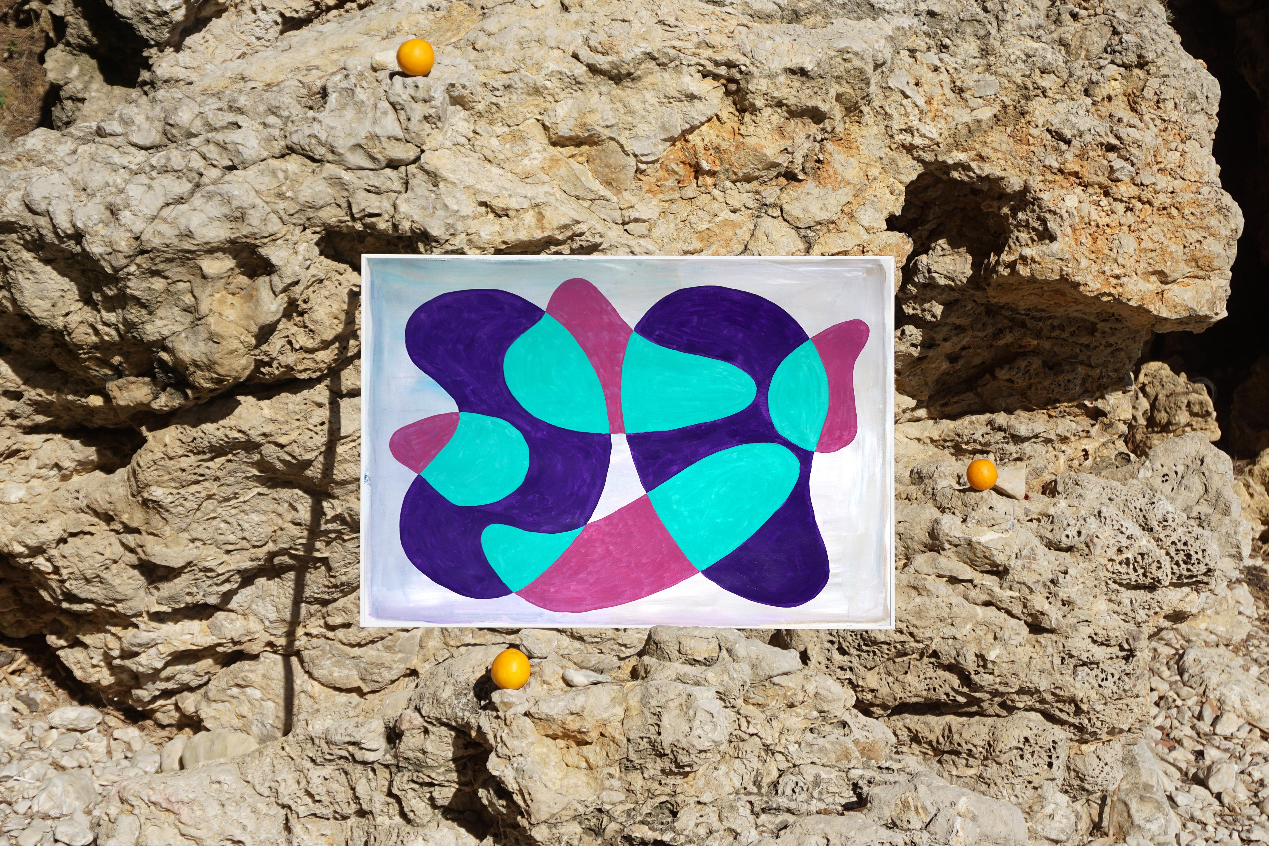 Vasche reniformi traslucide, forme e strati di Mid-Century nei toni freddi del blu in vendita 2