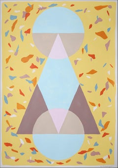 Triangular Architecture in Pastel Tones, Light Yellow Background Terrazzo Shapes