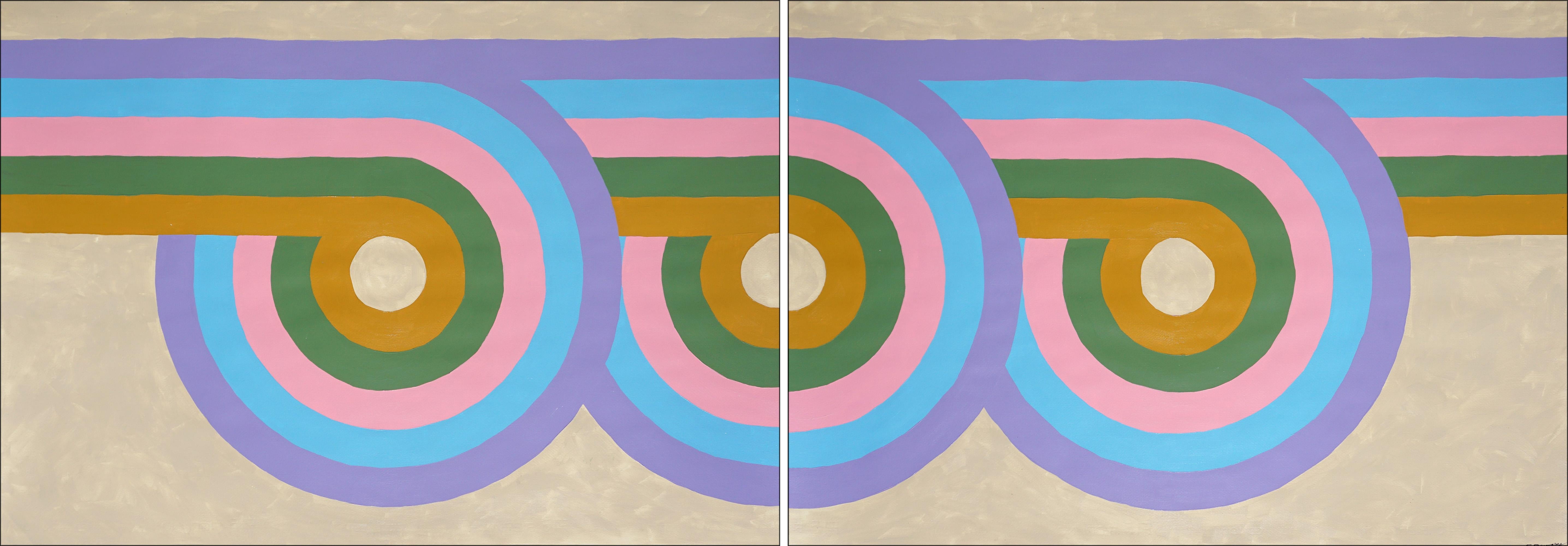 Ryan Rivadeneyra Abstract Painting – Dreifach-Looping-Muster, kühne Abstraktion Rhythmisches Muster in Pastelltönen, Papier
