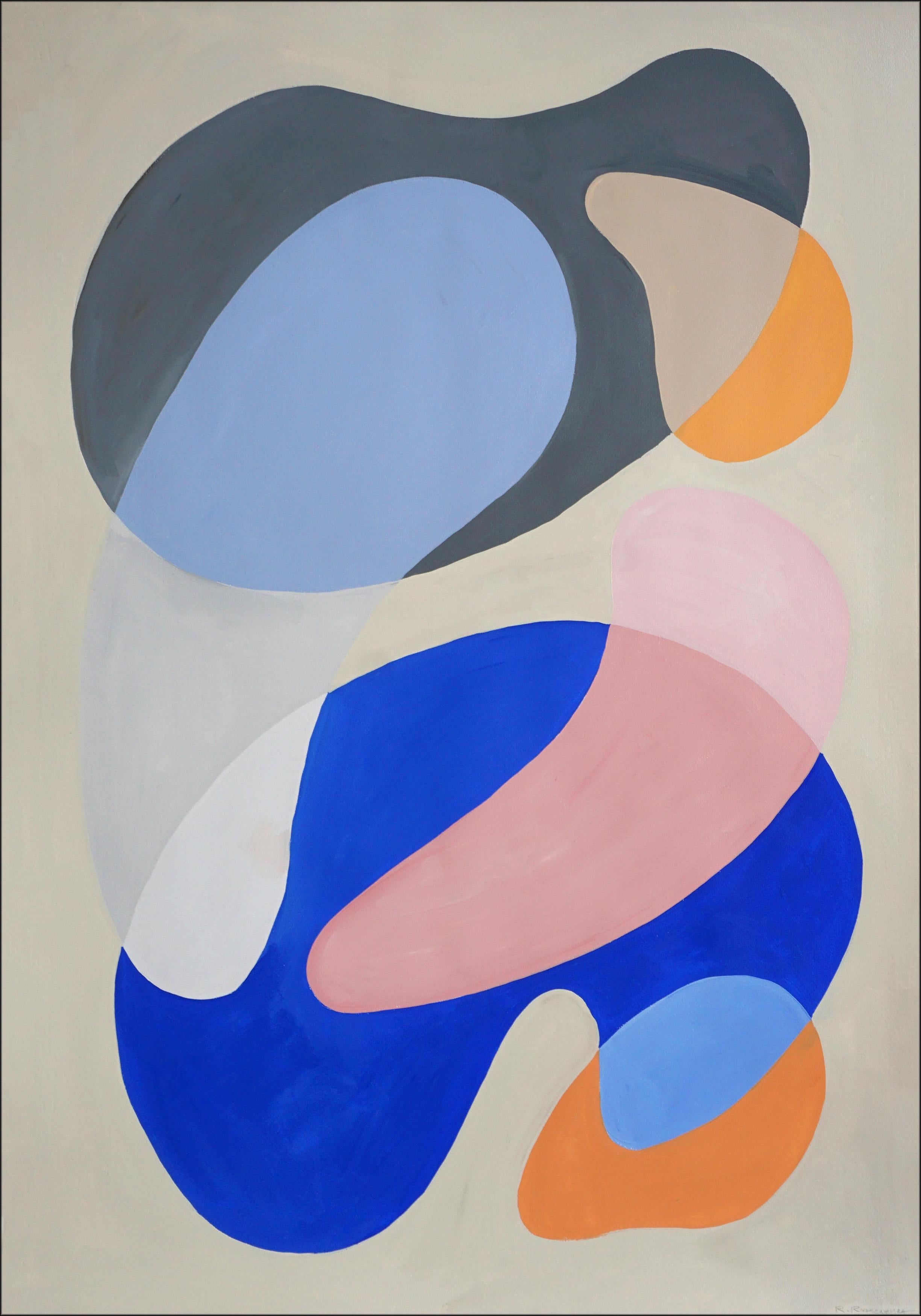 Two Dancers is a fluid exploration of movement, balance, and emotional resonance through abstract form. This vibrant diptych captures a dynamic choreography of shape and color—overlapping organic forms in soft pastels, bold cobalt, and grounding