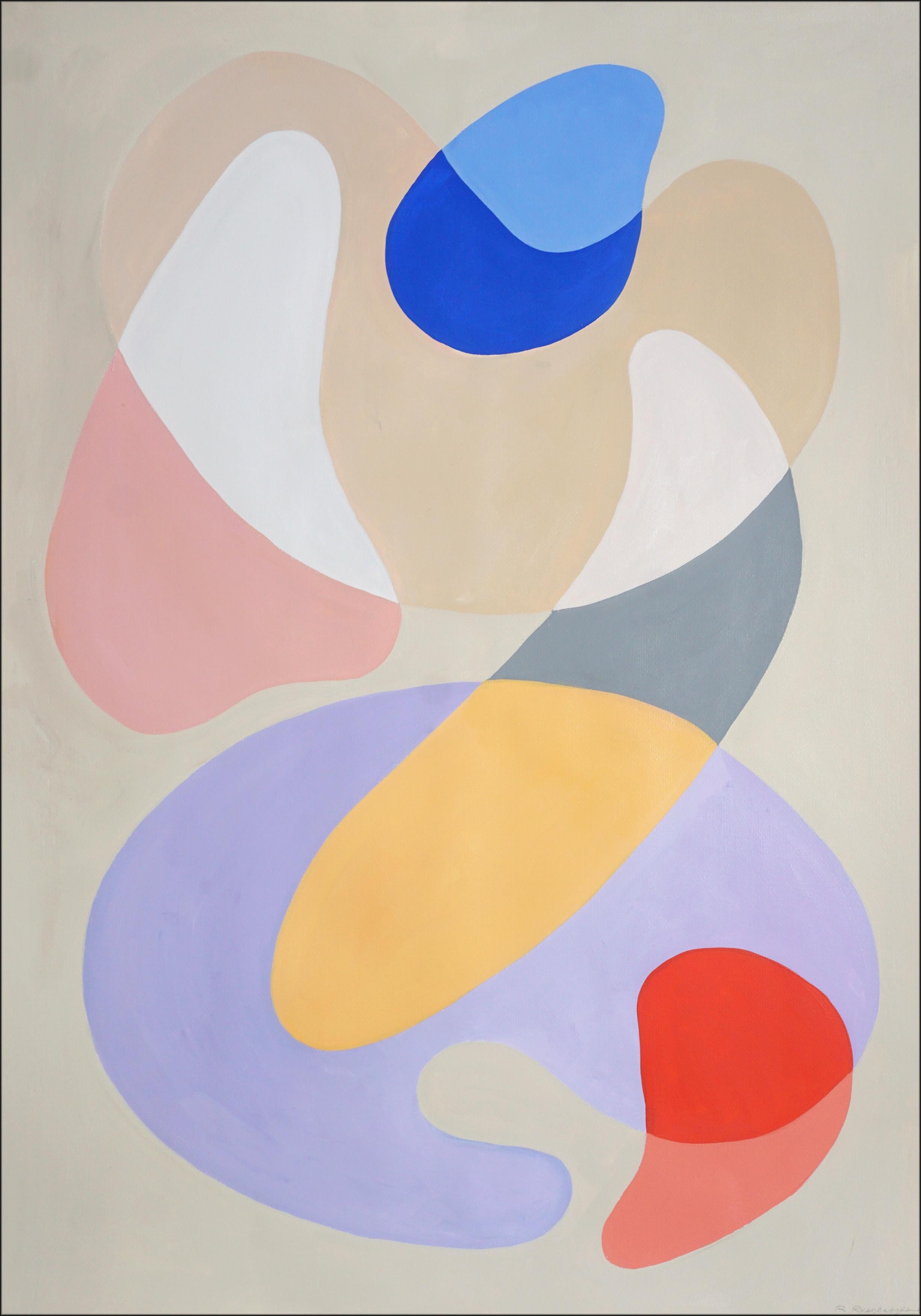 Two Dancers, Choreography Diptych of Abstract Figures in Pastel Tones on Paper For Sale 1