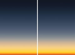 Dusk from an Airplane, Abstract Aerial Diptych, Giclée, Deep Blue to Yellow Hue