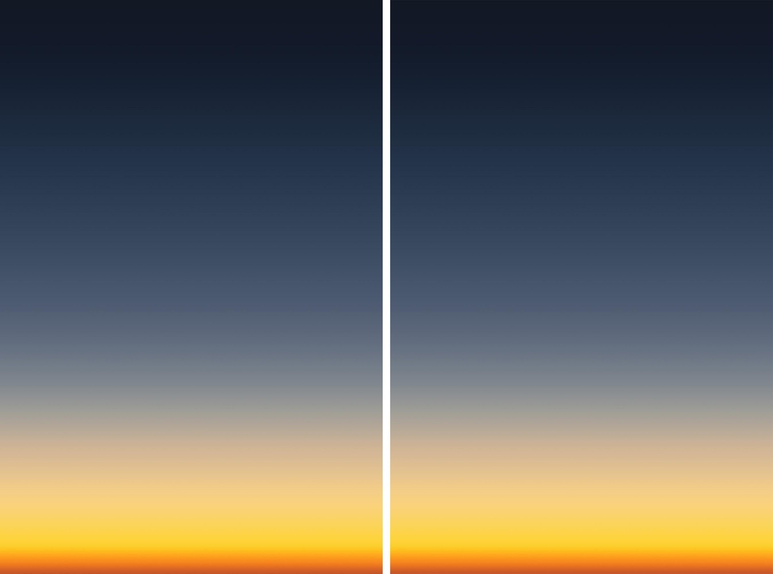 Ryan Rivadeneyra Abstract Print - Dusk from an Airplane, Abstract Aerial Diptych, Giclée, Deep Blue to Yellow Hue