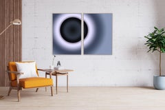 Eclipse Diptychon, Galaxy Landscape in Schwarz und Weiß, Schwarze Hole, Weltraumdruck