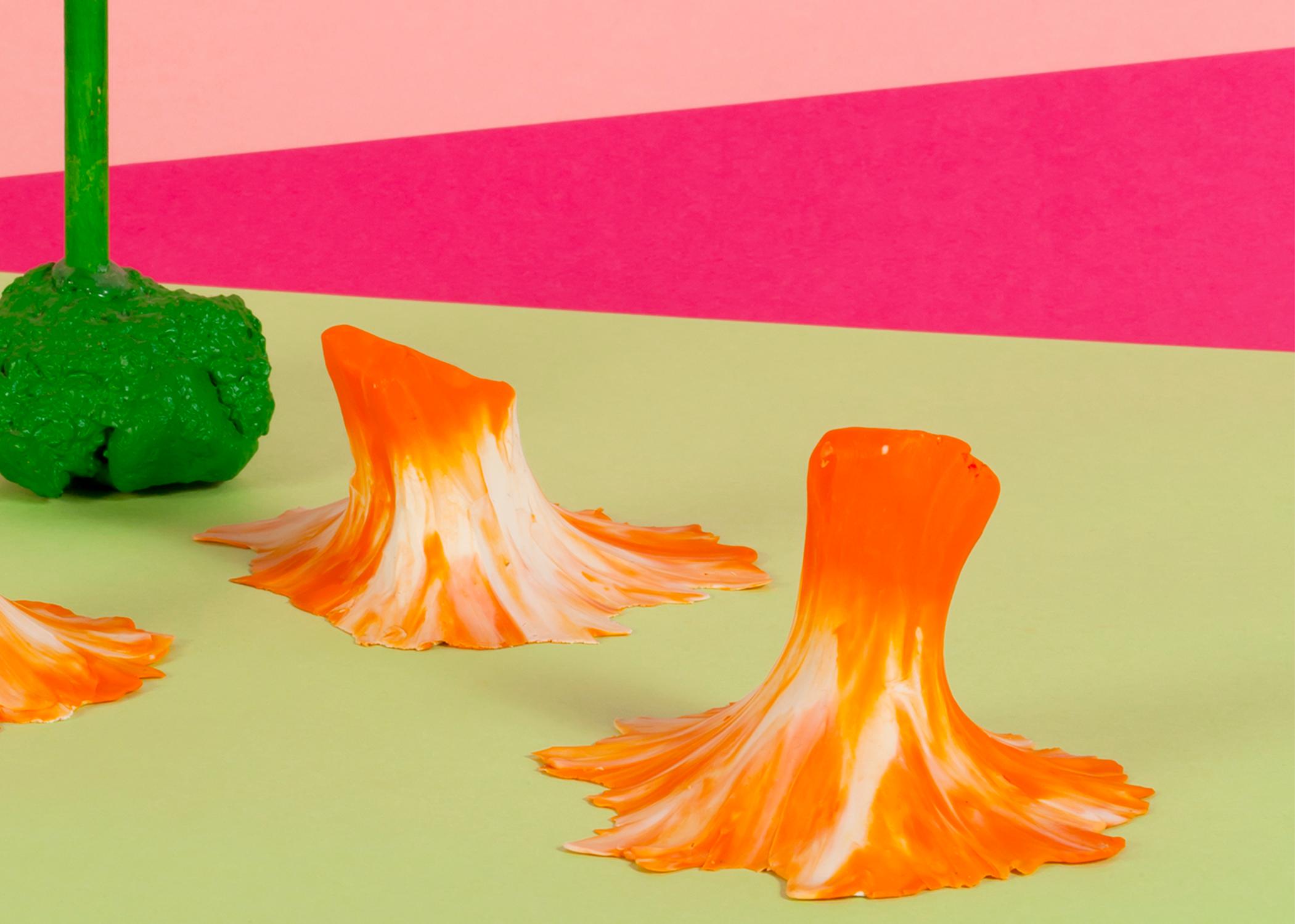 Flamingo Pink Space, Composición Surrealista Naturaleza Muerta, Paleta Pastel Giclée Print en venta 2
