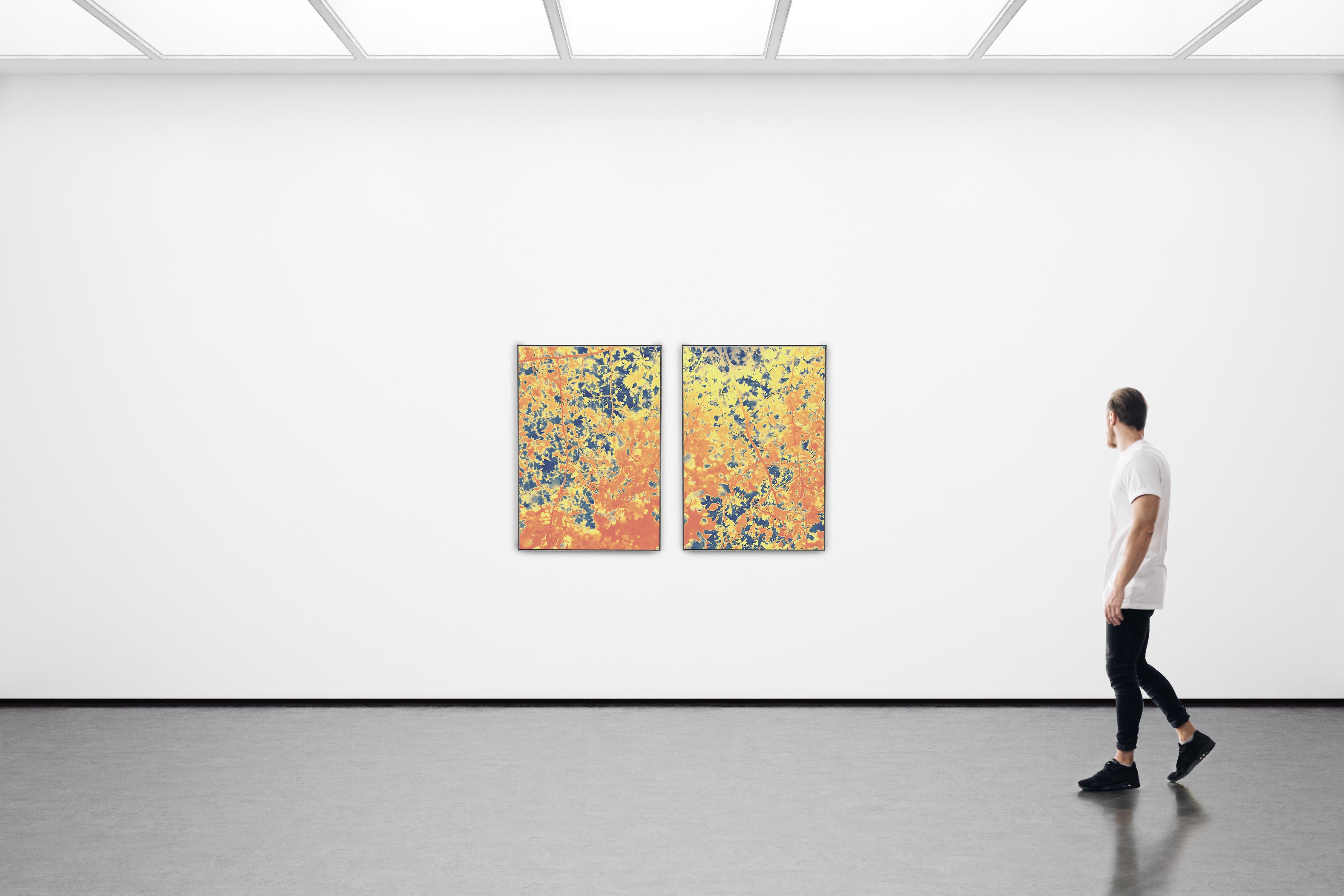 Forest Embers, Giclée Print Diptych Landscape, Warm Tons Abstract Autumn Leaves  For Sale 2