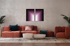 Geometric Modernism, Violet Gateway, Minimalist Abstraction, Space Age Diptych