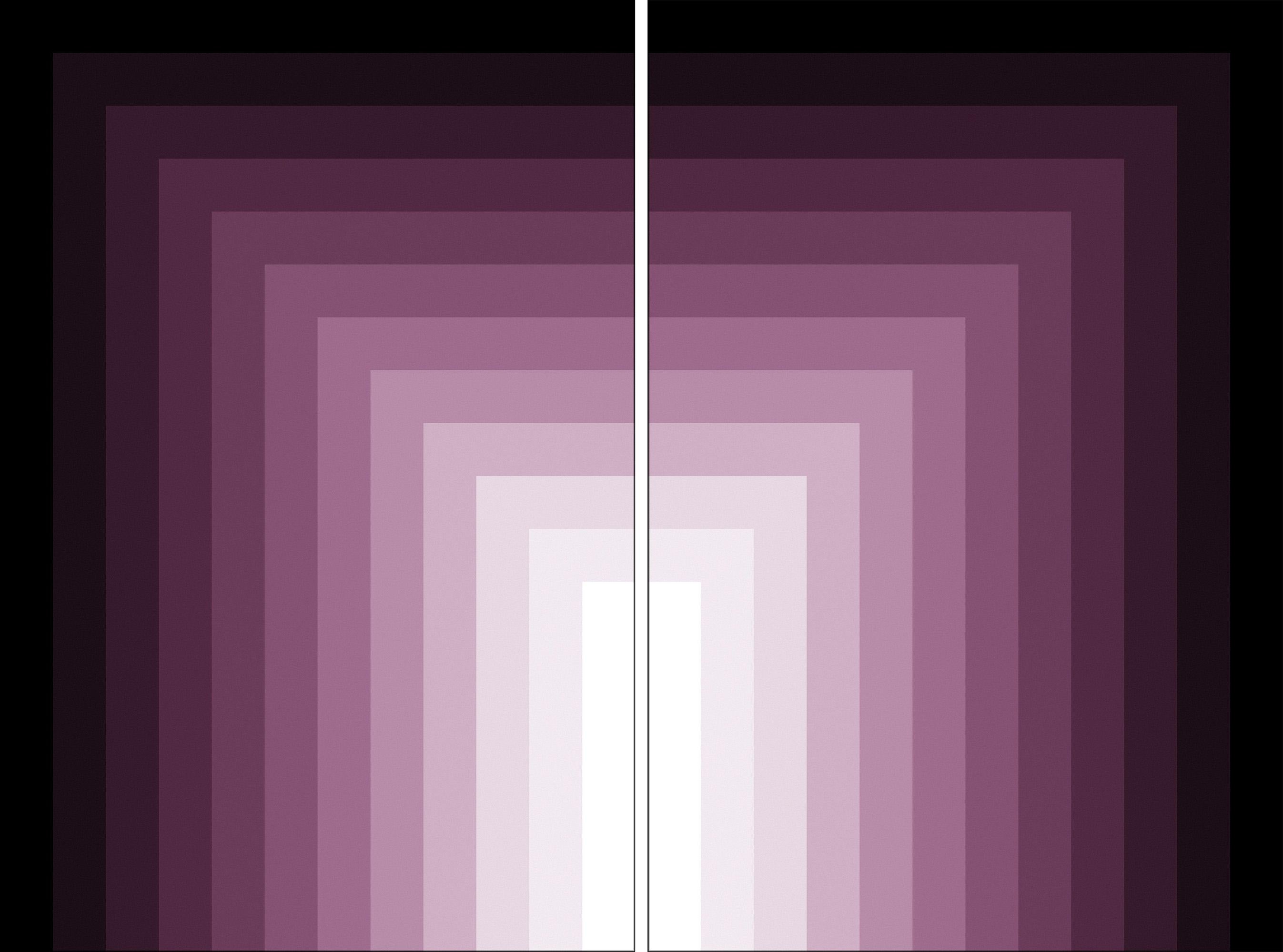 Geometric Modernism, Violet Gateway, Minimalist Abstraction, Space Age Diptych