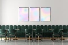Myopic Abstract Triptych of Pastel Gradient Dream, Giclée Print in Soft Tones