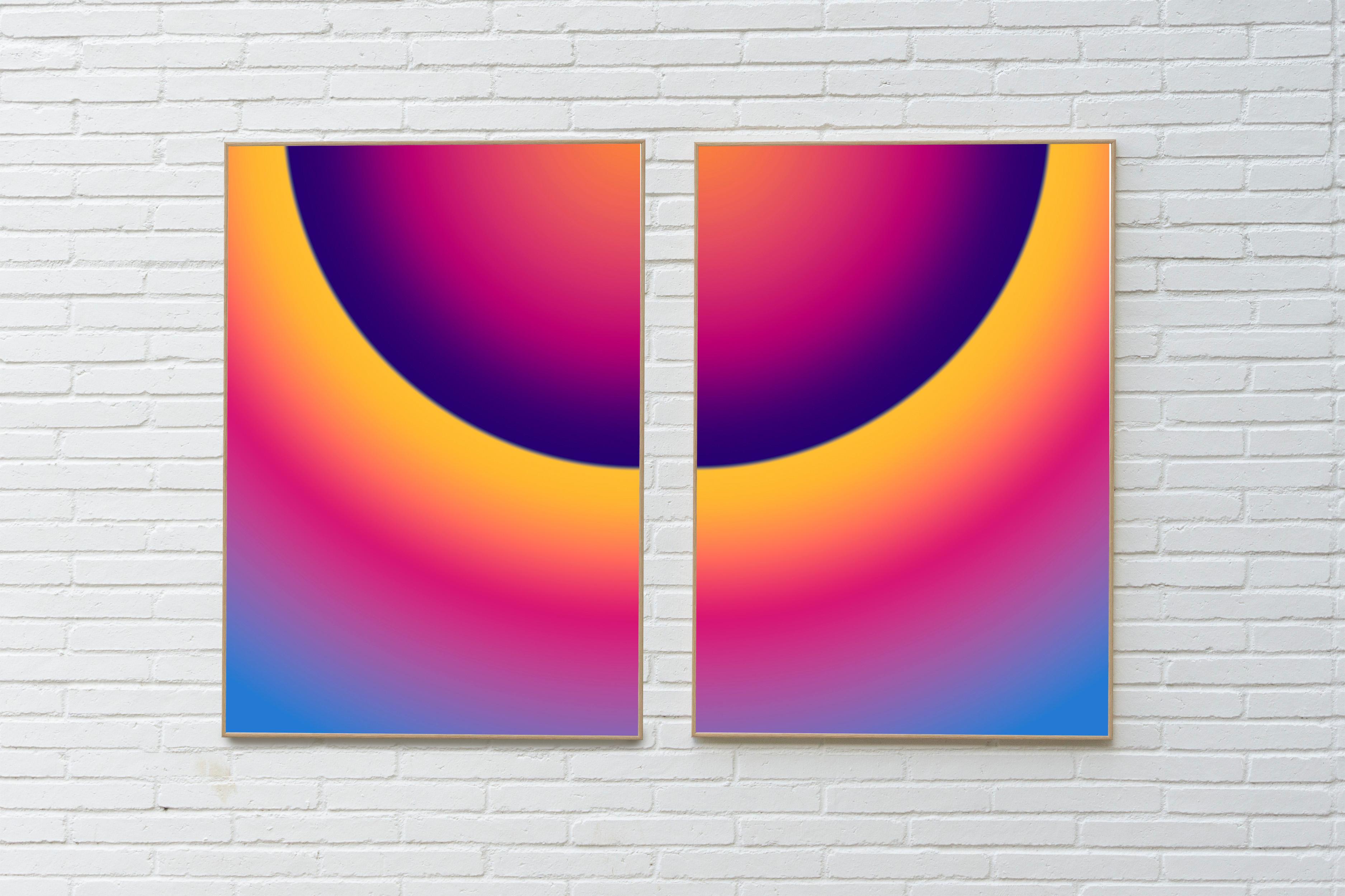 Amanecer Púrpura, Impresión Giclée de la Era Espacial, Edición Limitada, Díptico de Tonos Rosas 2024 - Print de Ryan Rivadeneyra