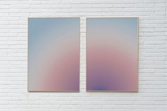 Rückseite des Fensters, lila Pastell-Pastelltöne, Mauve-Farbton-Abstraktes Diptychon, Aurora-Druck