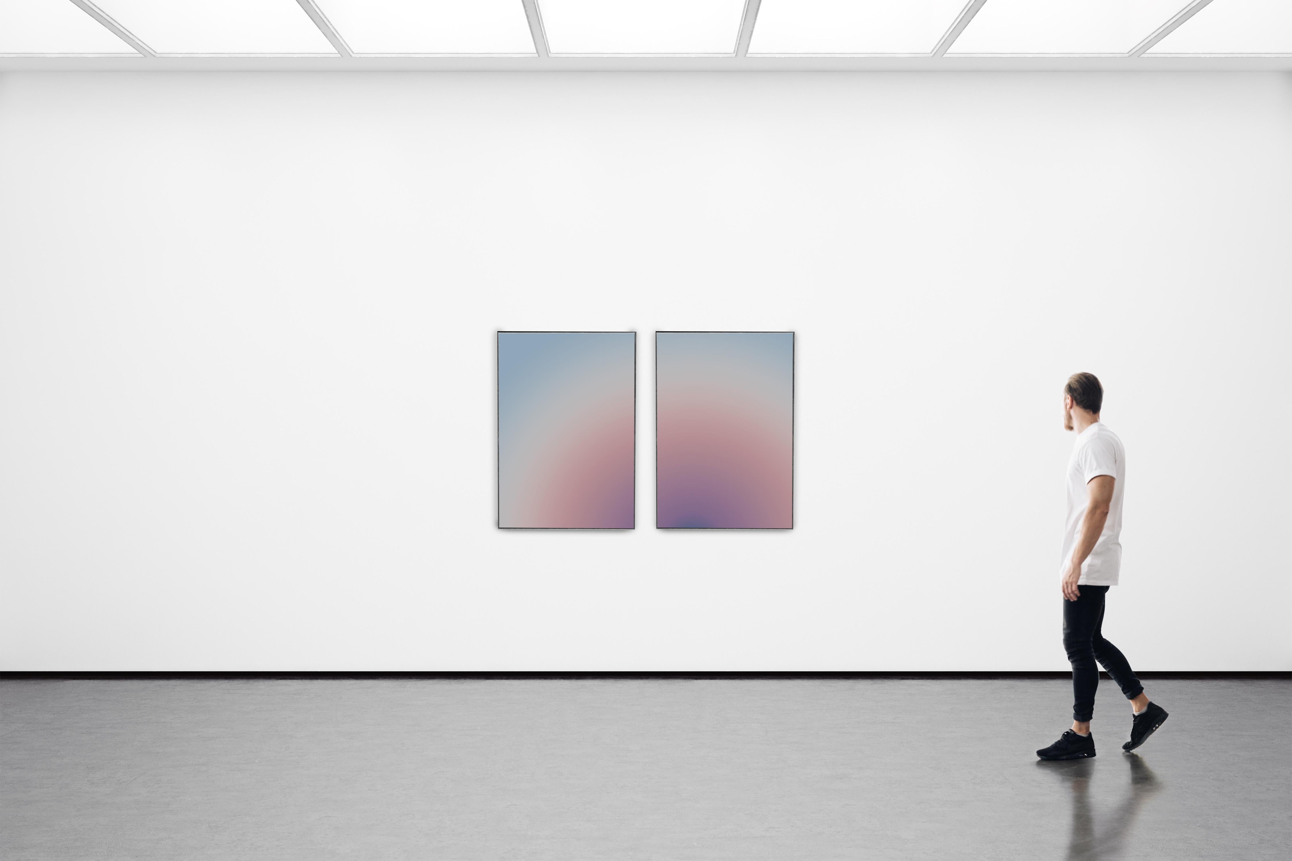 Rear Window View, Purple Pastel Tones, Mauve Hue Abstract Diptych, Aurora Print For Sale 5