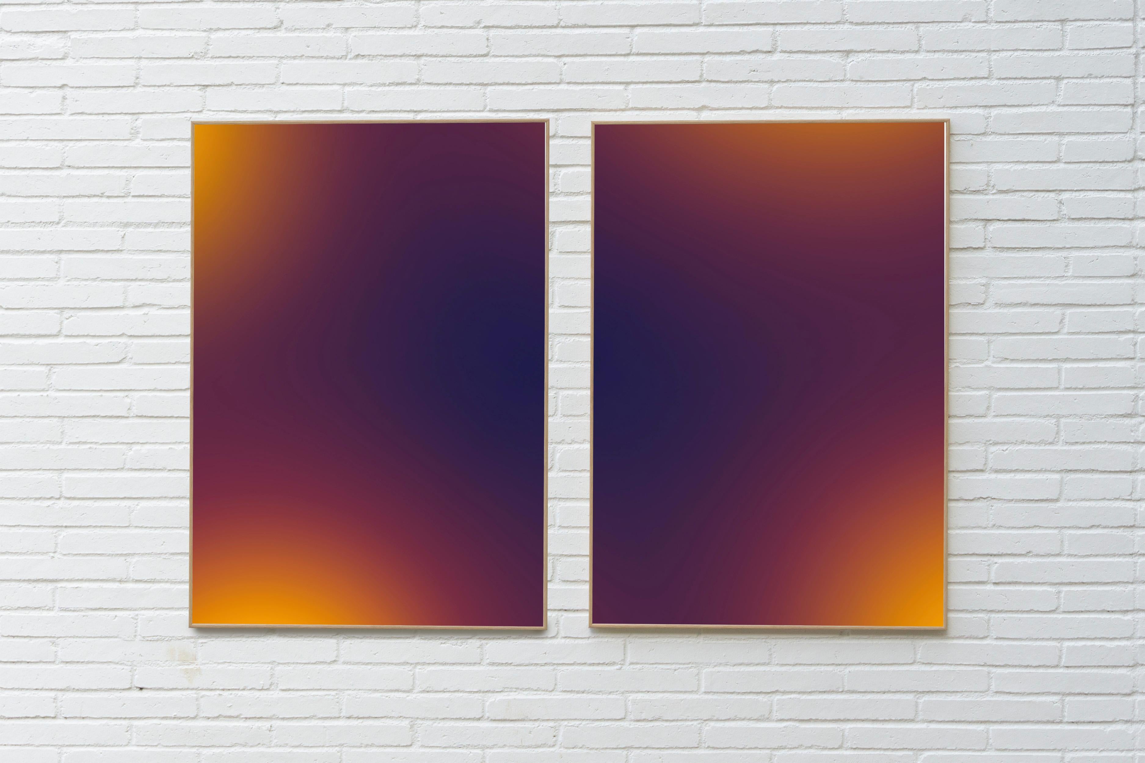 Puestas de Sol Inversas, Gradiente Borroso Abstracto, Malva a Amarillo, Díptico de Impresión Giclée - Print Op Art de Ryan Rivadeneyra