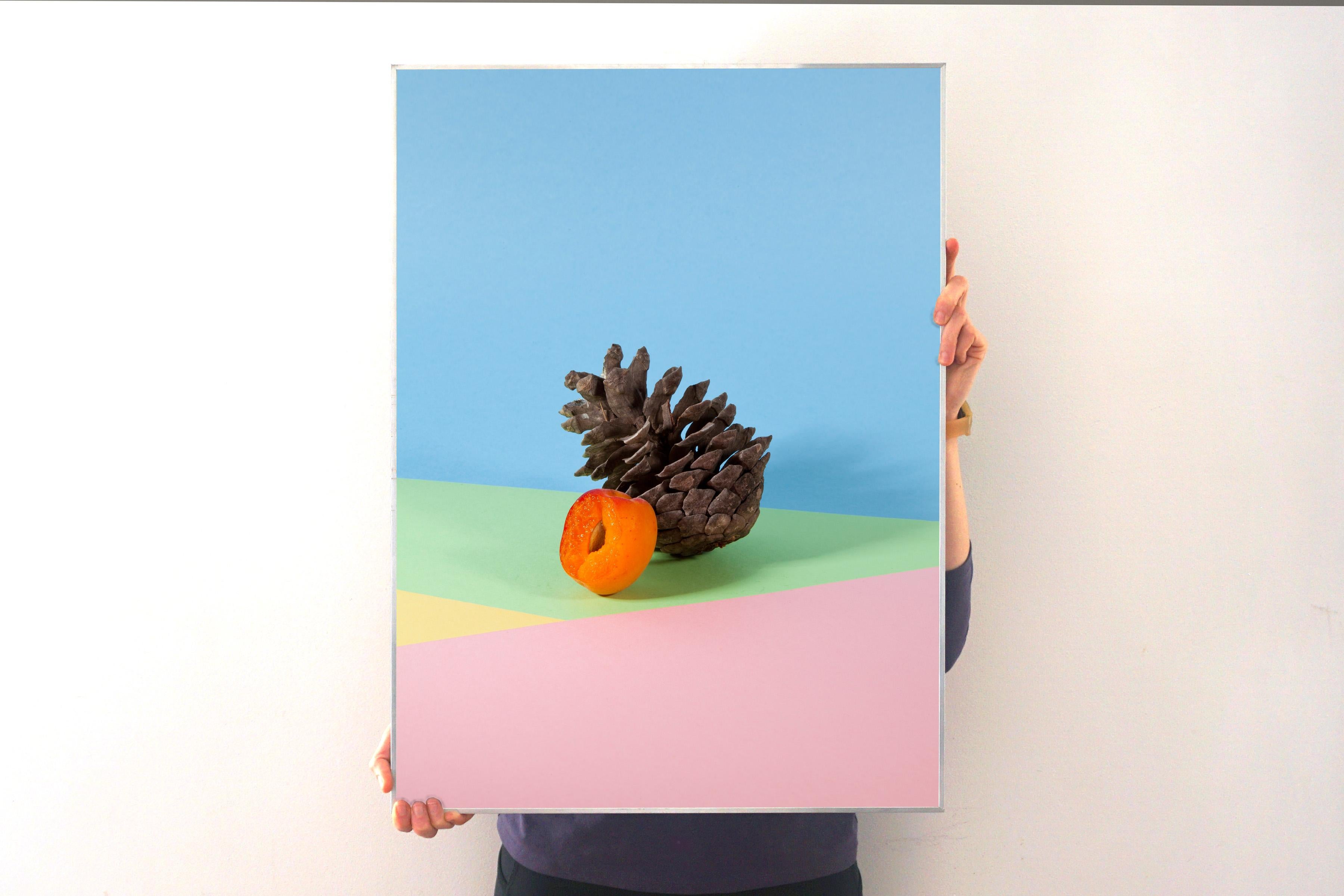 Vintage Miami Style Still Life Tropical Fruits in Pastel Tones, Pine, Persimon - Art Deco Print by Ryan Rivadeneyra