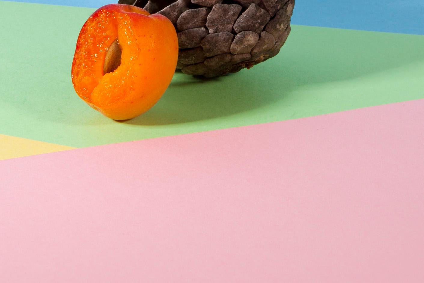 Vintage Miami Style Still Life Tropical Fruits in Pastel Tones, Pine, Persimon 2