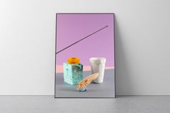 Couleurs Art déco pastel, natures mortes modernes, exposition d'objets ordinaires, violet