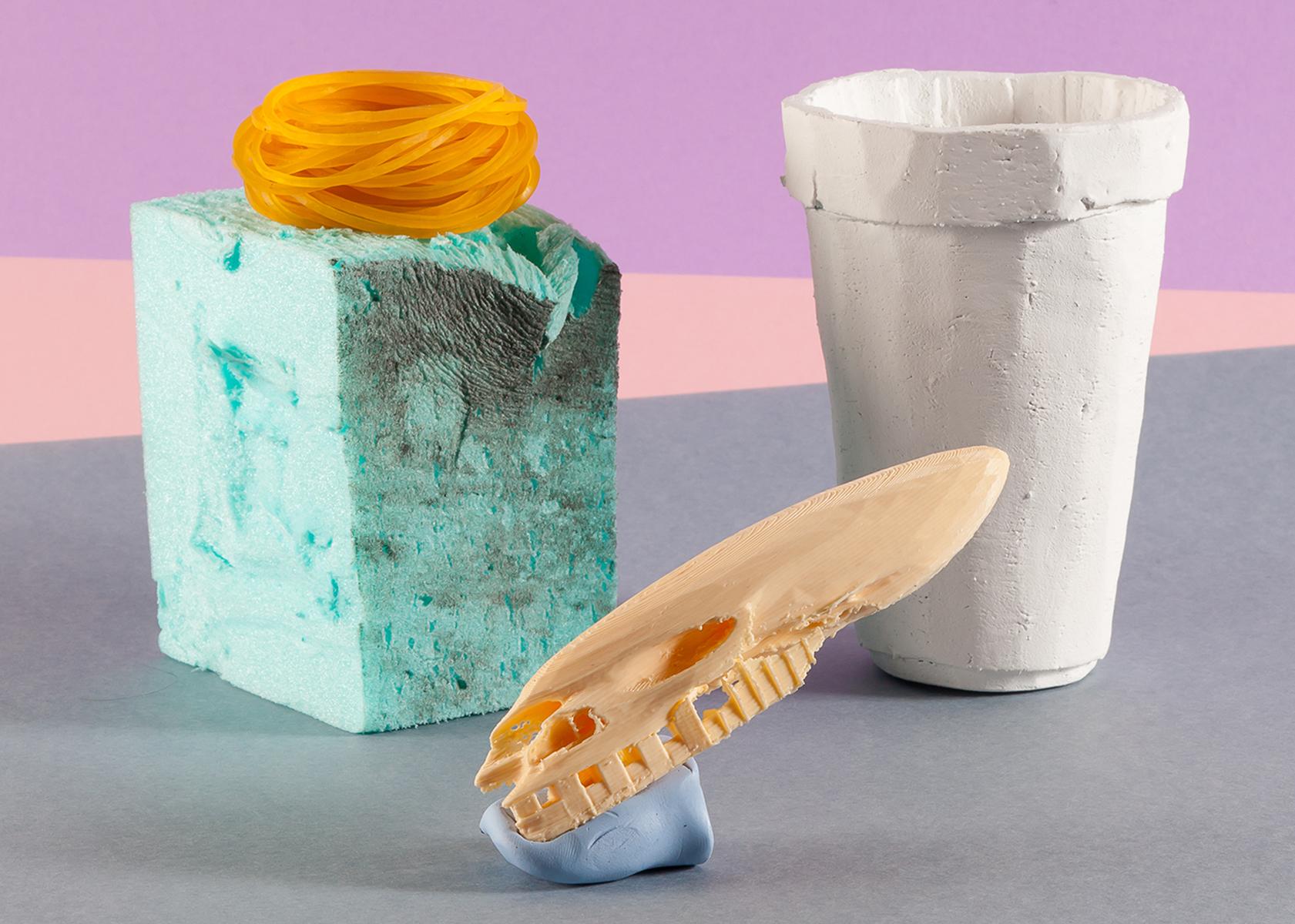 Art Deco Pastel Colors, Modern Still Life, Ordinary Objects Display, Purple - Gray Still-Life Print by Ryan Rivadeneyra