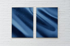 Lo spazio è il luogo, dittico Depp Blue Tones, Giclée limitata di forme astratte in seta