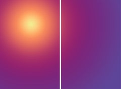 Sonne I, Abstraktes Diptychon, Giclée-Druck, Farbtonübergänge gelb bis violett Gradient