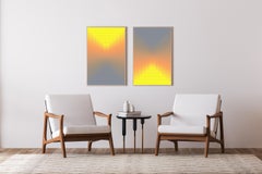 Lente del tramonto, edizione limitata, dittico geometrico in giallo, design contemporaneo