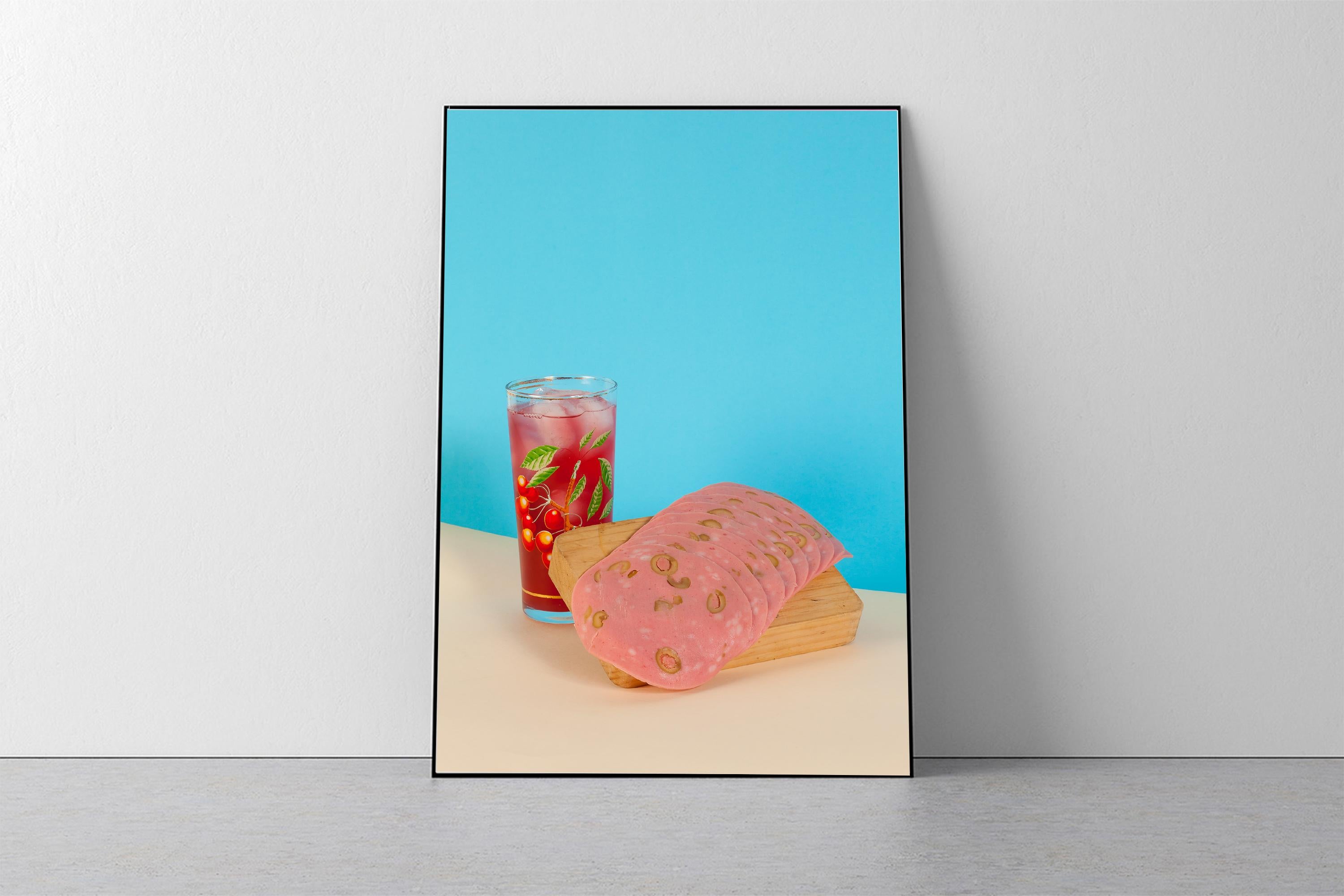 Tropical Refreshing Still Life, Modern Giclée Print Limited Edition, Pink & Blue For Sale 1