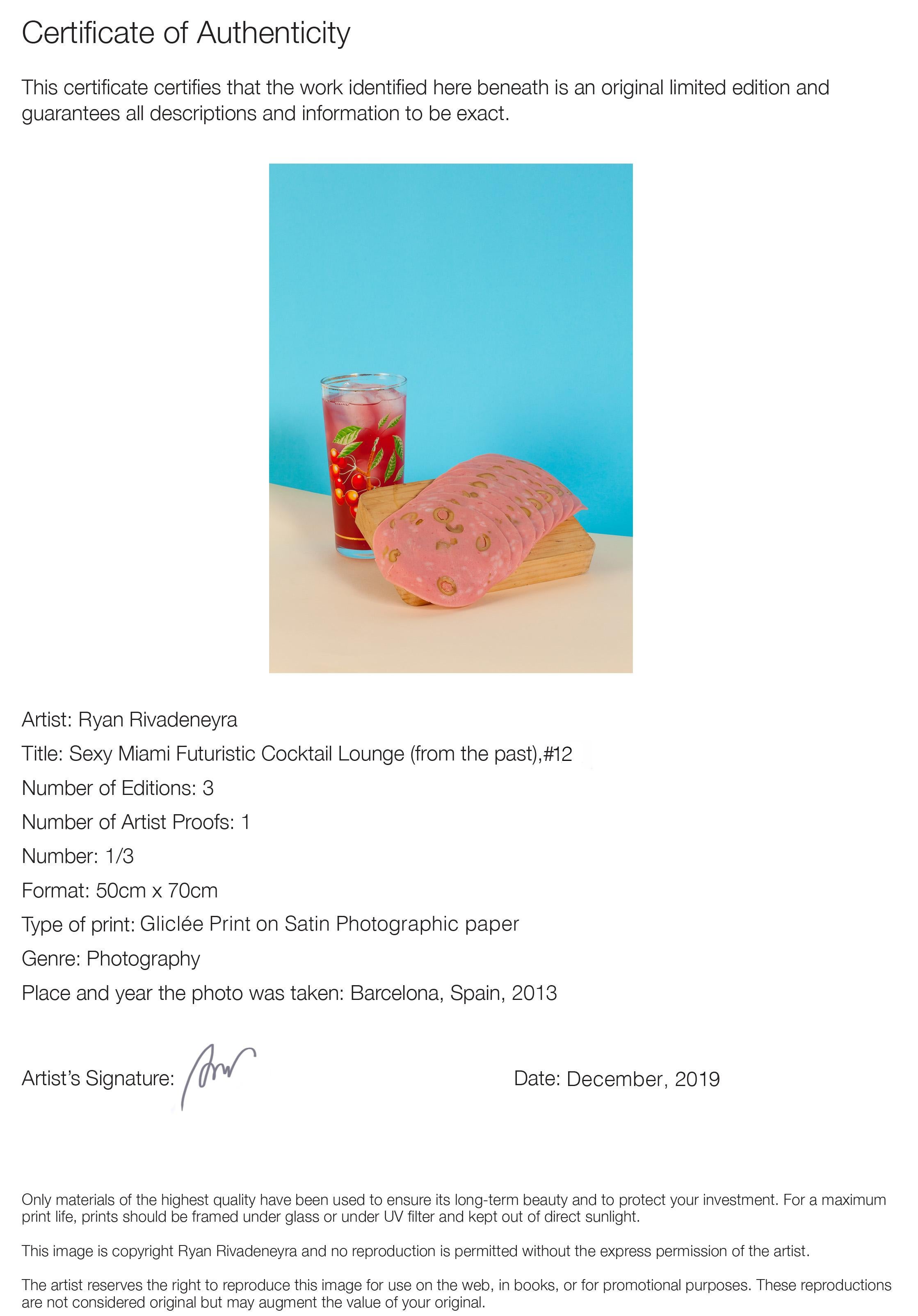 Tropical Refreshing Still Life, Modern Giclée Print Limited Edition, Pink & Blue For Sale 2