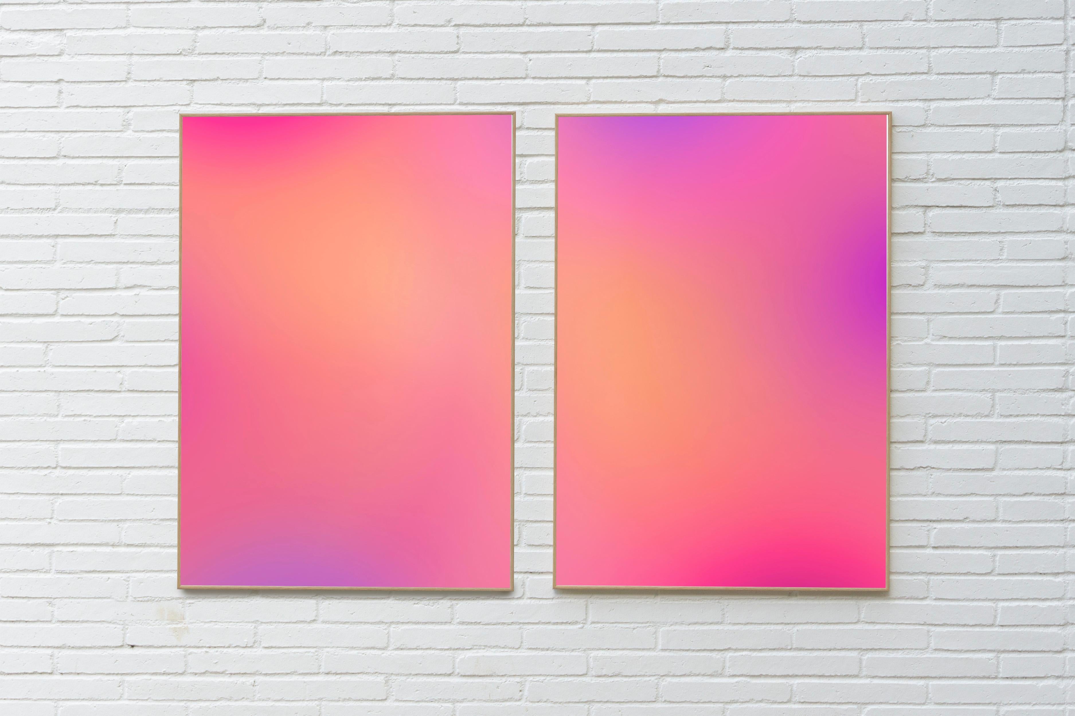 Warm Gradient Lights Diptych, Ethereal Glow Limited Edition Giclée, Abstract Art - Print by Ryan Rivadeneyra