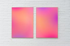 Dittico Luci Gradienti Calde, Bagliore Etereo Edizione Limitata Giclée, Arte Astratta