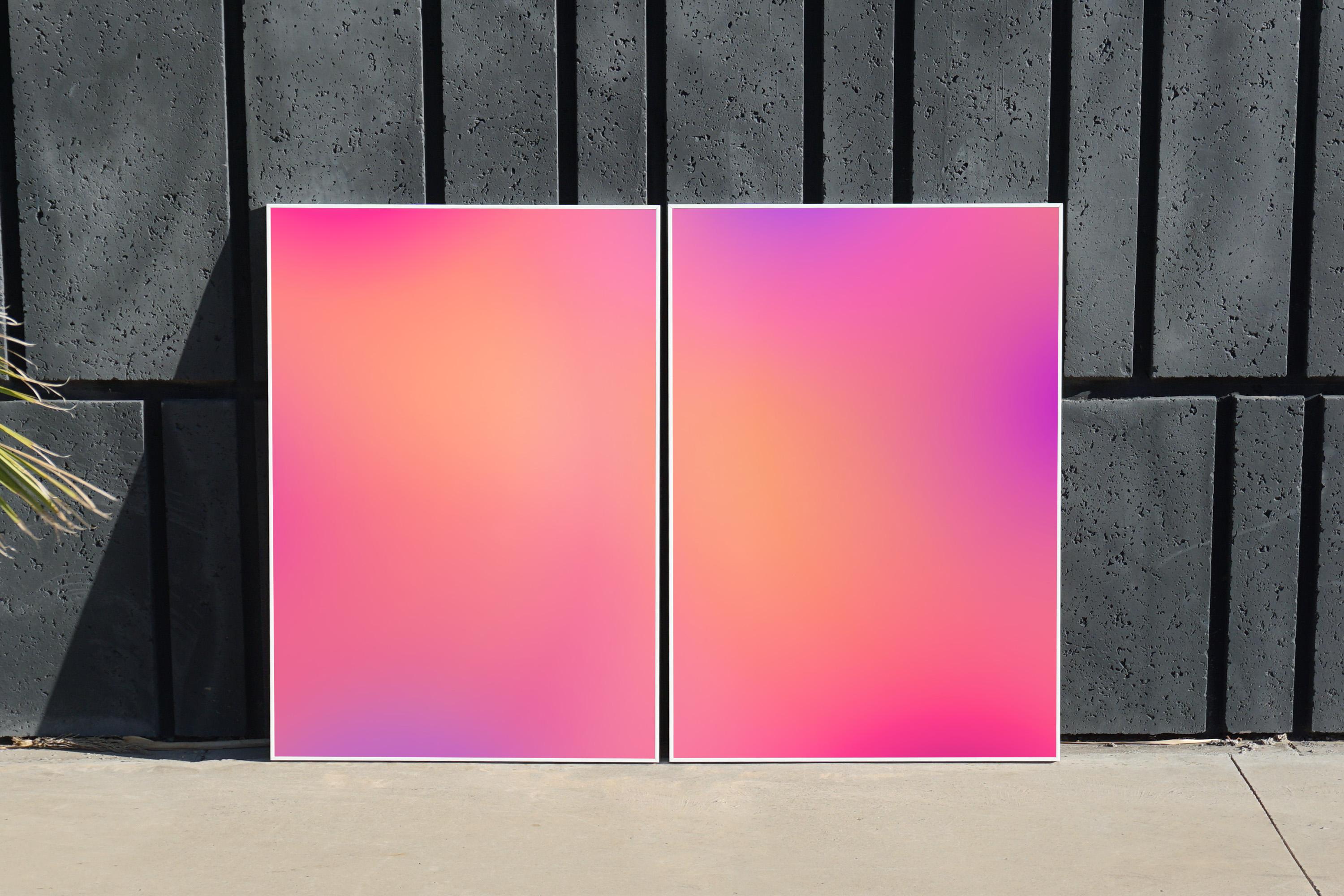 Warm Gradient Lights Diptych, Ethereal Glow Limited Edition Giclée, Abstract Art For Sale 1