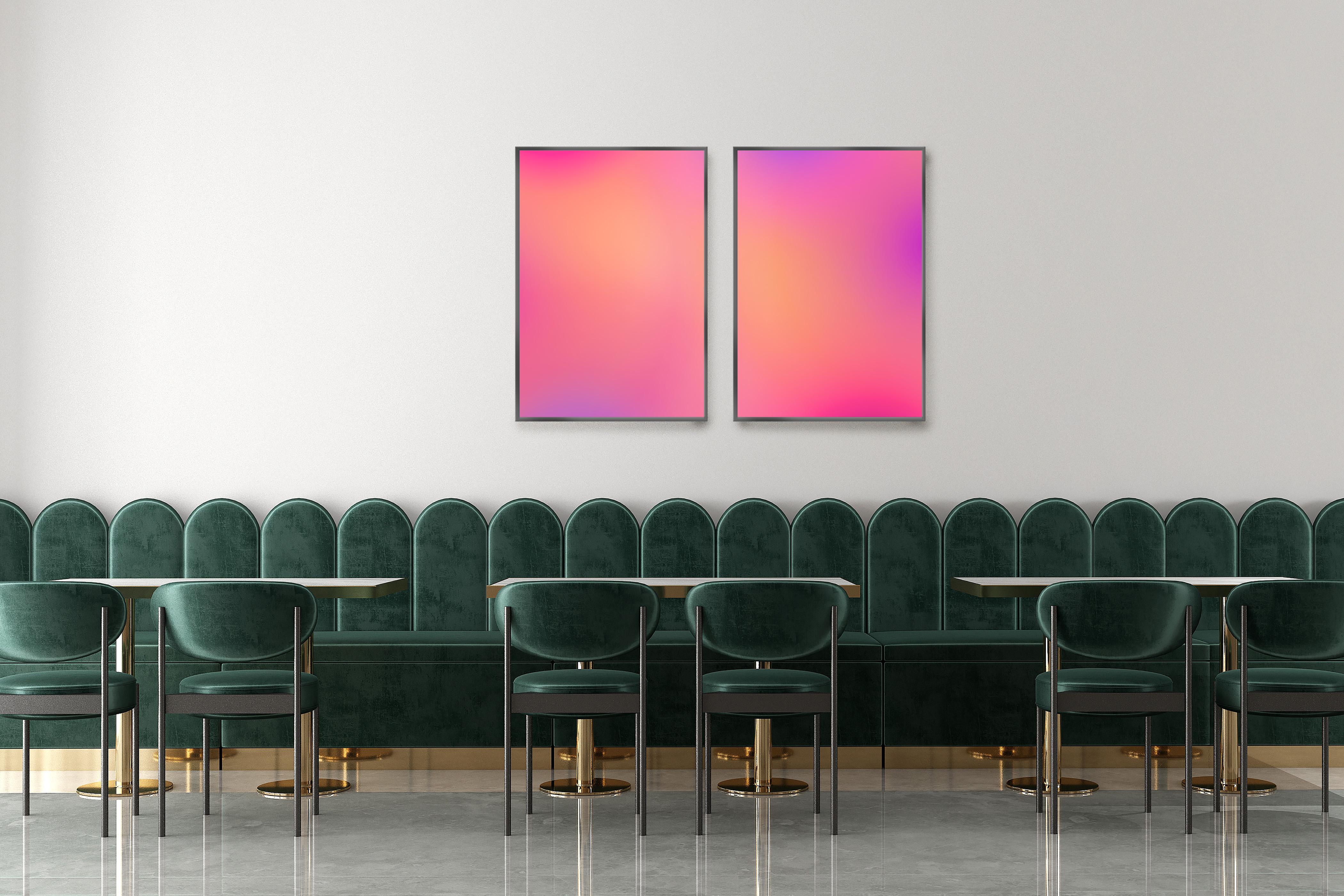 Warm Gradient Lights Diptych, Ethereal Glow Limited Edition Giclée, Abstract Art For Sale 4