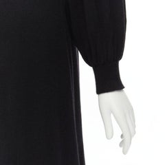 RYAN ROCHE 100% cashmere black pleated collar bubble sleeve midi dress S