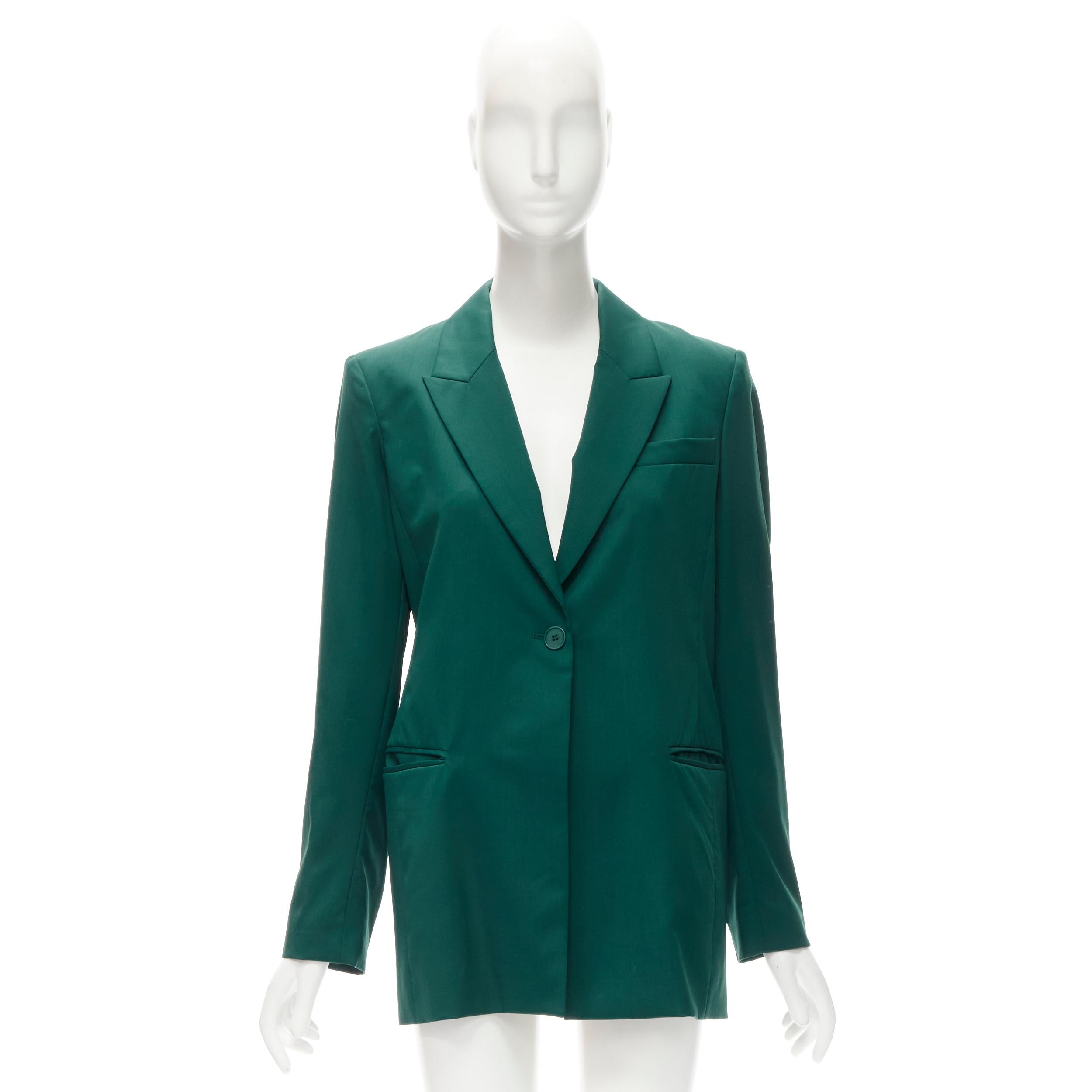 RYAN ROCHE 100% wool green peal lapel single button blazer jacket US2 XS For Sale 4