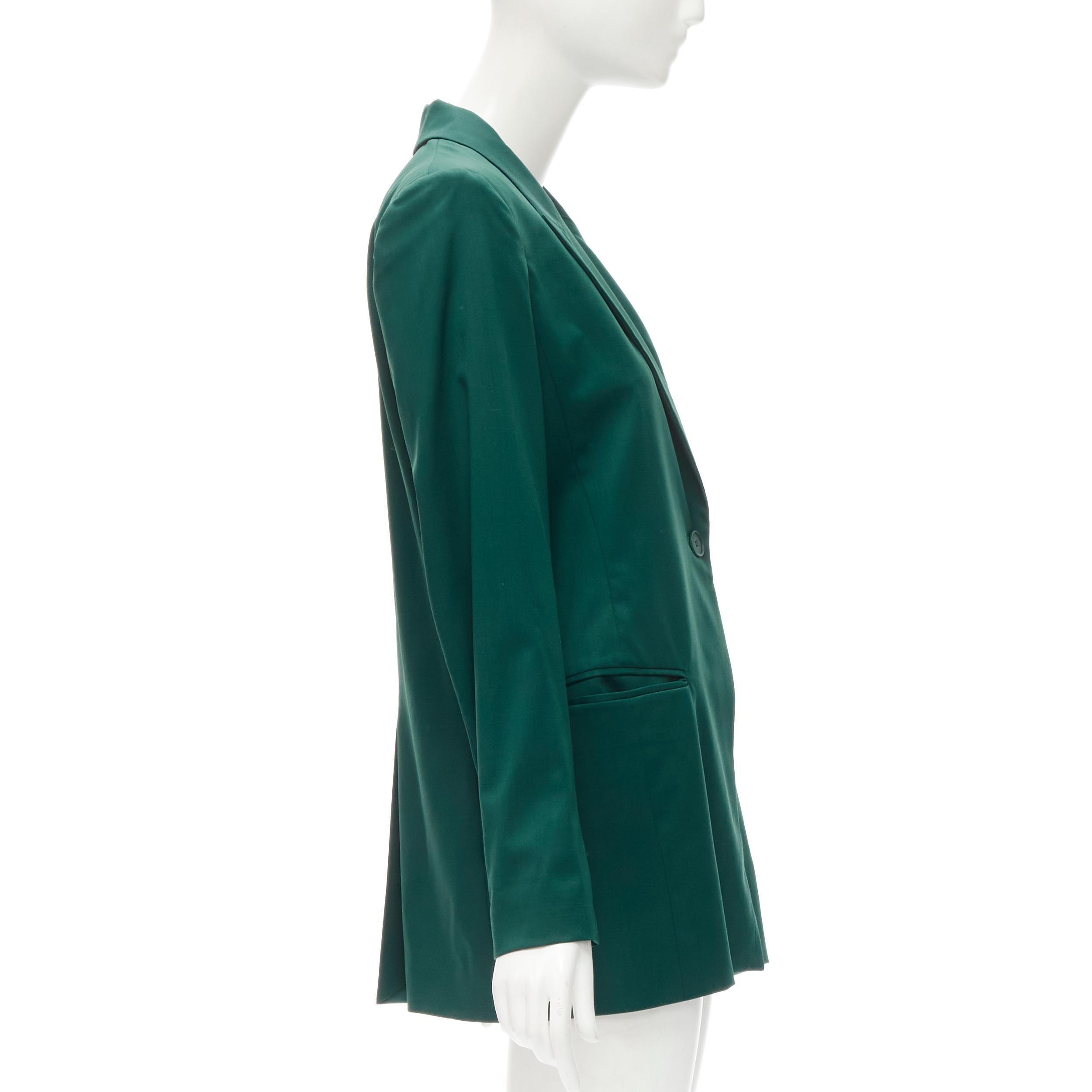 Green RYAN ROCHE 100% wool green peal lapel single button blazer jacket US2 XS For Sale
