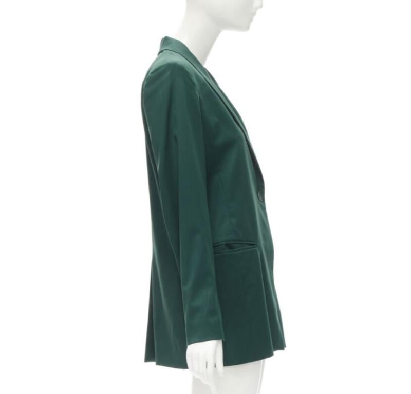 RYAN ROCHE 100% wool green peal lapel single button blazer jacket US2 XS In Excellent Condition For Sale In Hong Kong, NT