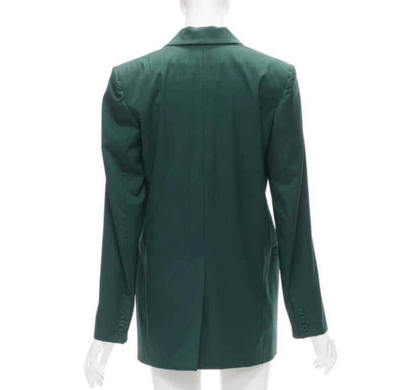 Women's RYAN ROCHE 100% wool green peal lapel single button blazer jacket US2 XS For Sale