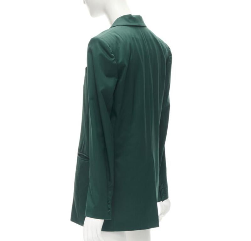 RYAN ROCHE 100% wool green peal lapel single button blazer jacket US2 XS For Sale 1