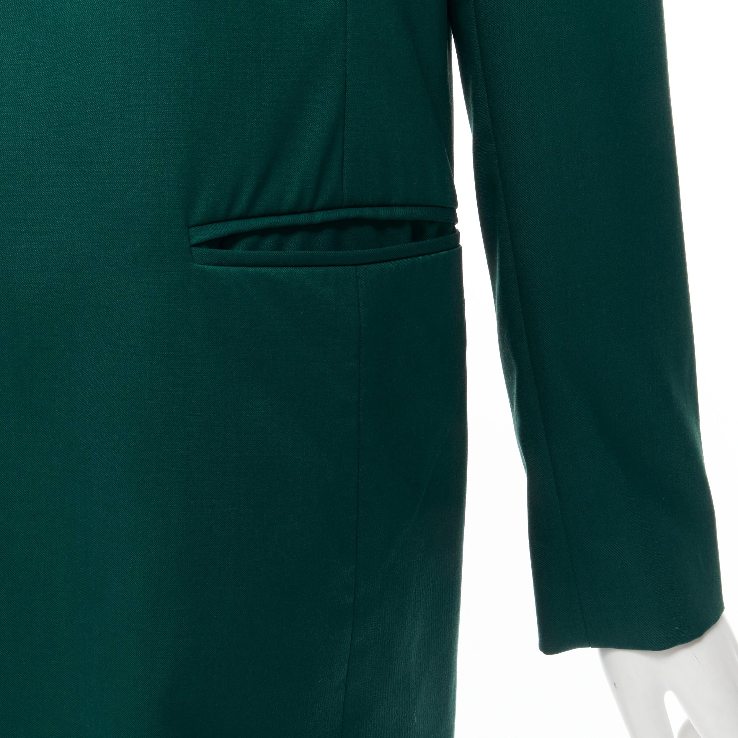 RYAN ROCHE 100% wool green peal lapel single button blazer jacket US2 XS For Sale 1