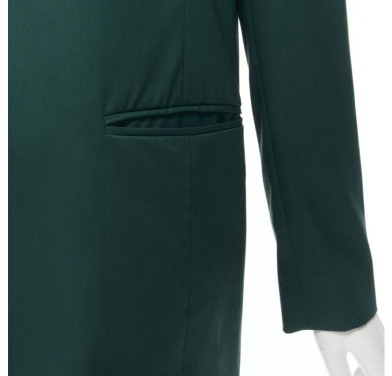 RYAN ROCHE 100% wool green peal lapel single button blazer jacket US2 XS For Sale 2