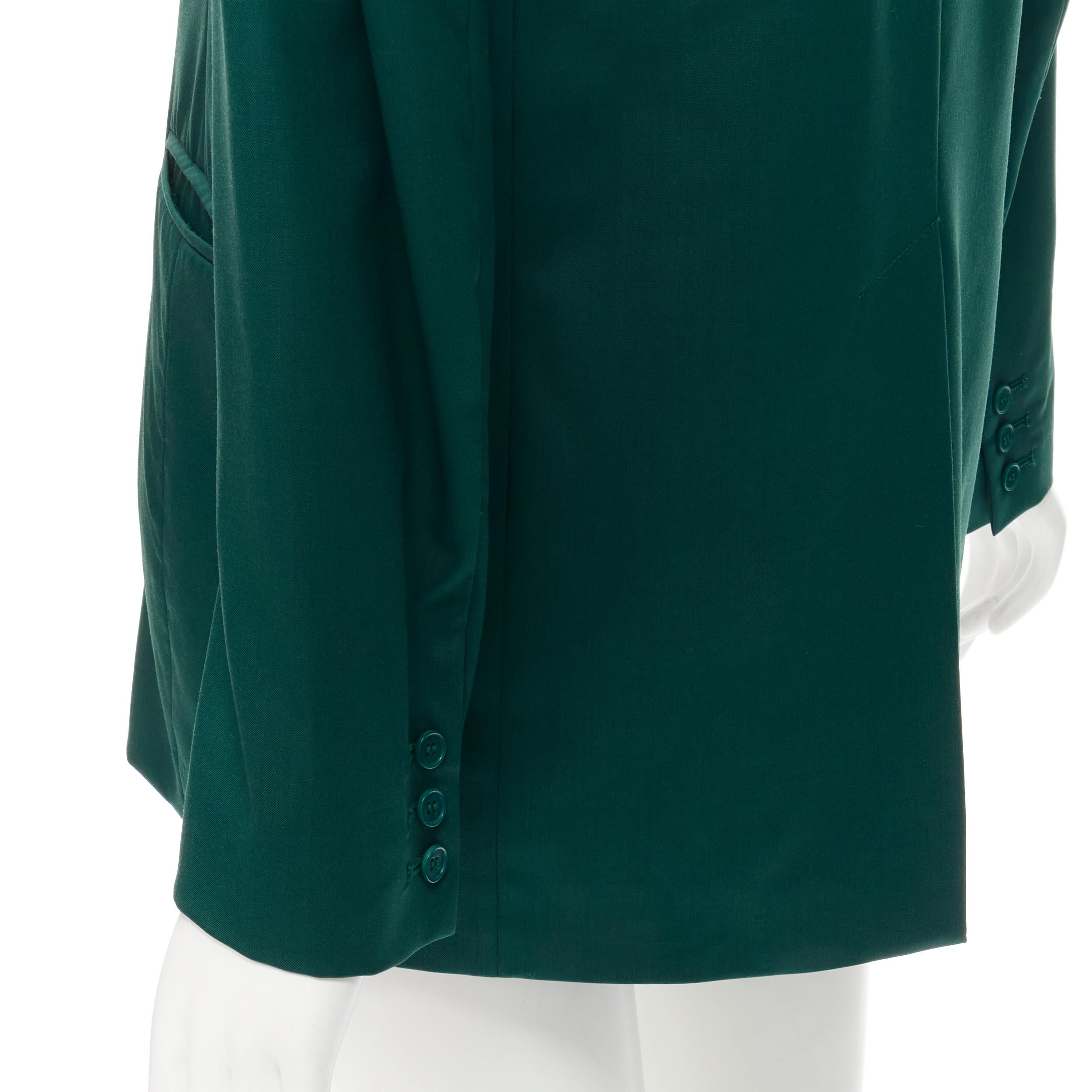 RYAN ROCHE 100% wool green peal lapel single button blazer jacket US2 XS For Sale 2