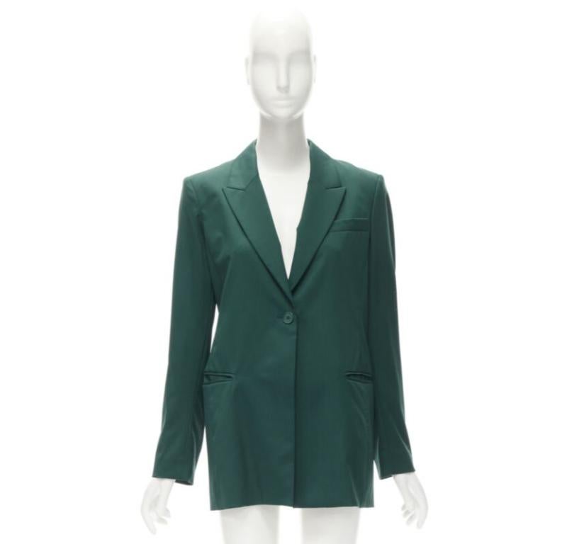 RYAN ROCHE 100% wool green peal lapel single button blazer jacket US2 XS For Sale 4