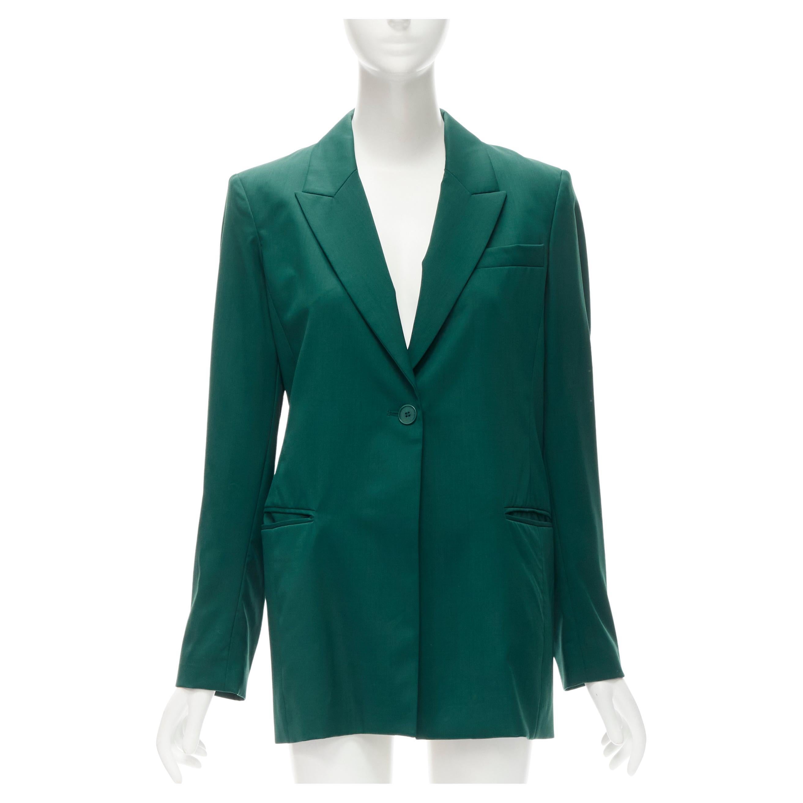 RYAN ROCHE 100% wool green peal lapel single button blazer jacket US2 XS For Sale