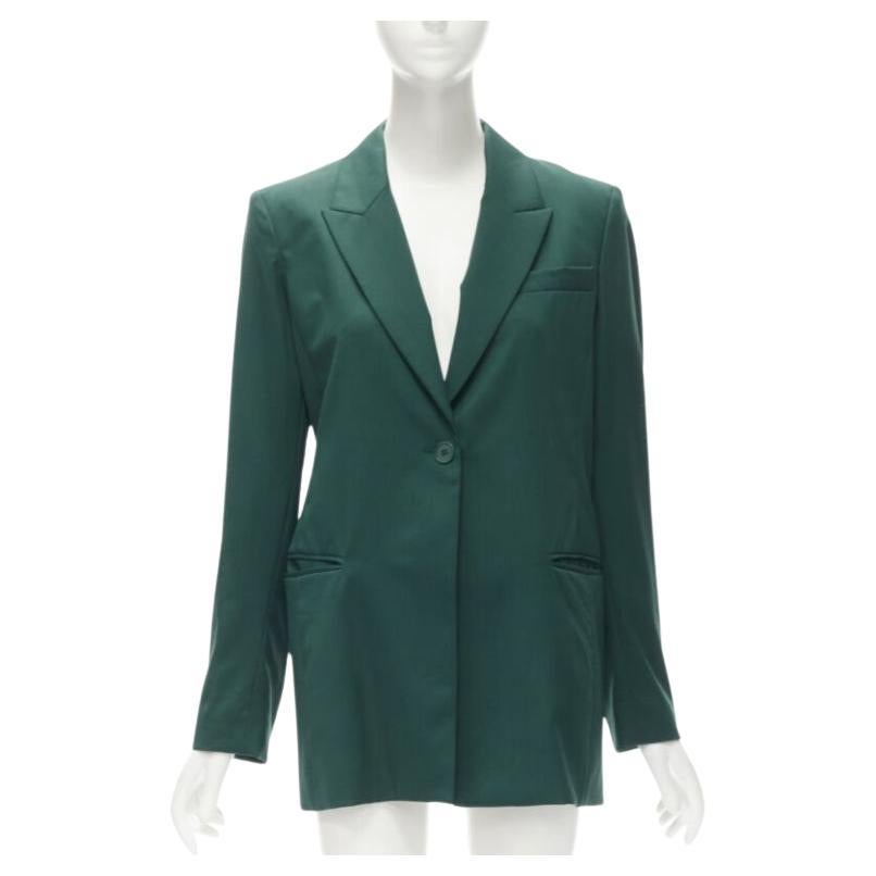 RYAN ROCHE 100% wool green peal lapel single button blazer jacket US2 XS For Sale