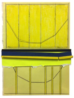 “All-Division 1”, yellow and black collaged architectural wall relief