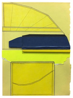 “All-Division 5”, yellow and black collaged architectural wall relief