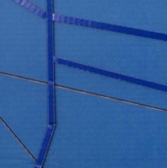 “Area”, blue and black collaged architectural wall relief