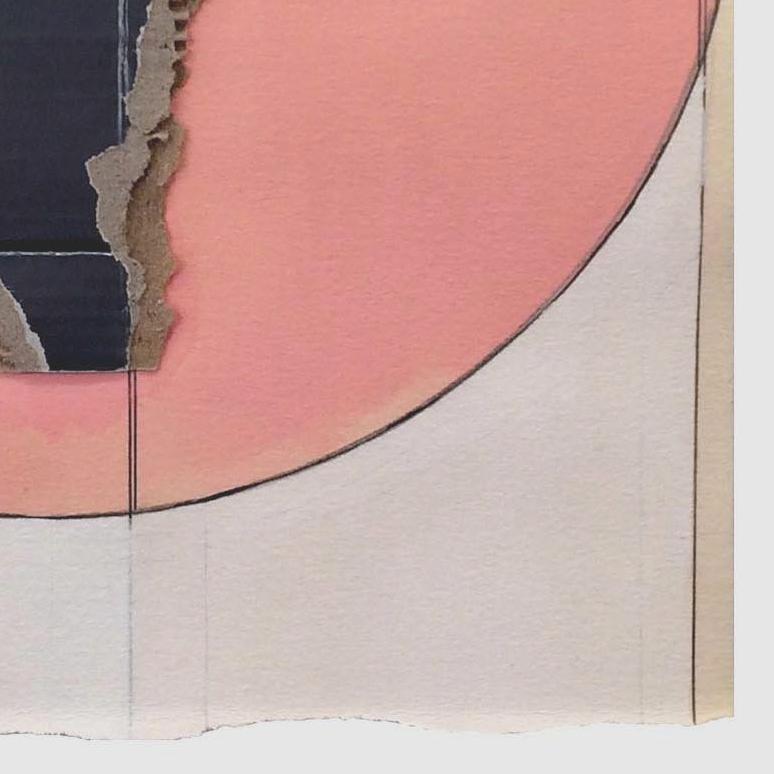 “Pith 2”, pink, cream and black collaged architectural wall relief - Beige Abstract Sculpture by Ryan Sarah Murphy