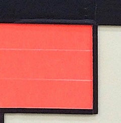 “Throughout”, coral and black collaged architectural wall relief